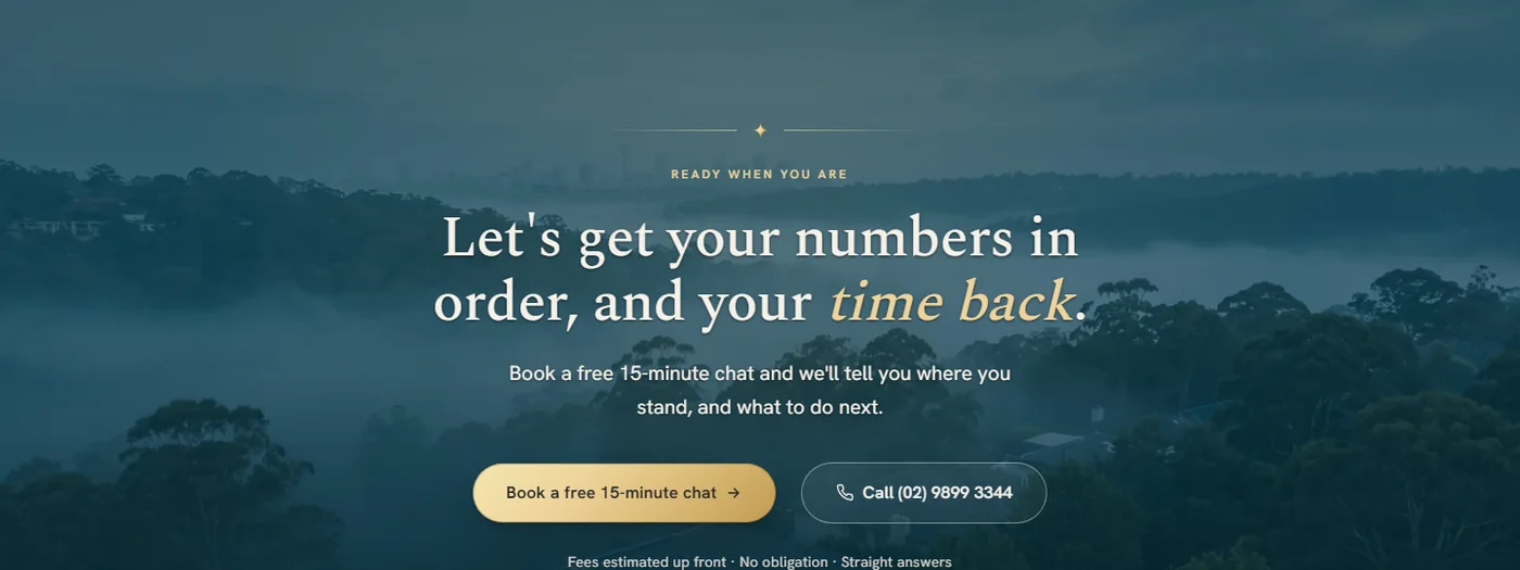 The booking section on a site we built: a free 15-minute chat and the phone number, right there.