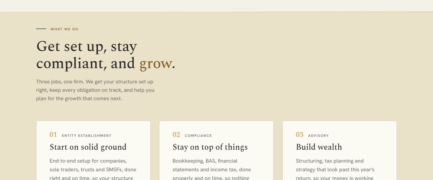 A services section on a site we built, explaining the work plainly for someone still working out what they need.